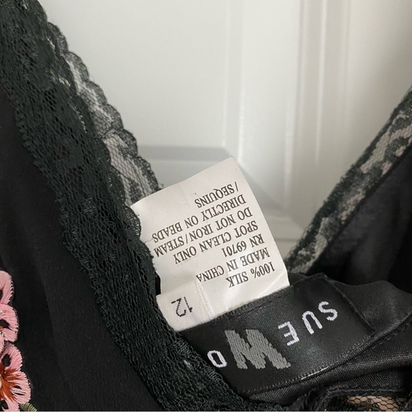 Sue Wong size 12 cherry blossom embroidered black formal dress nwt never worn - Picture 6 of 6